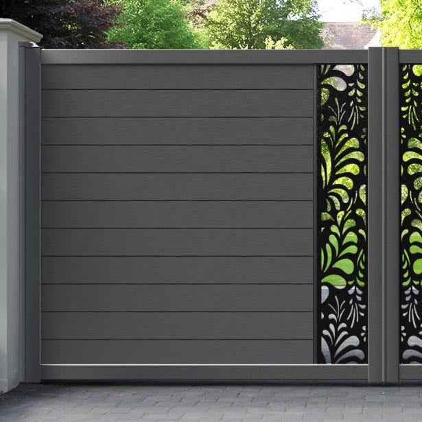 Fusion Petal Straight Top Driveway Gate - Dark Grey - Middle Screen