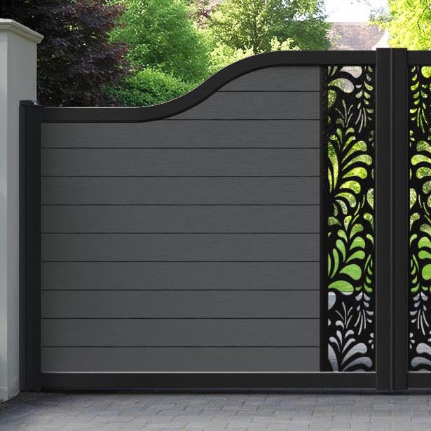 Fusion Petal Curved Top Driveway Gate - Dark Grey - Middle Screen