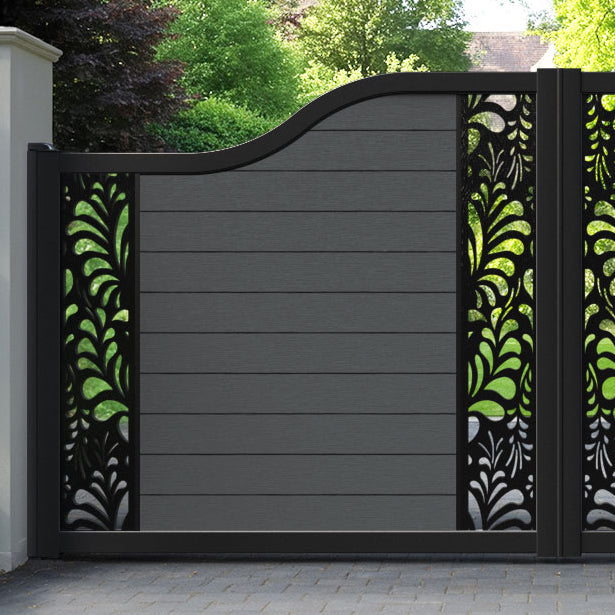 Fusion Petal Curved Top Driveway Gate - Dark Grey - Middle & End Screen