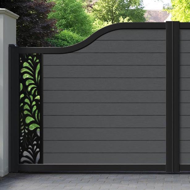 Fusion Petal Curved Top Driveway Gate - Dark Grey - End Screen