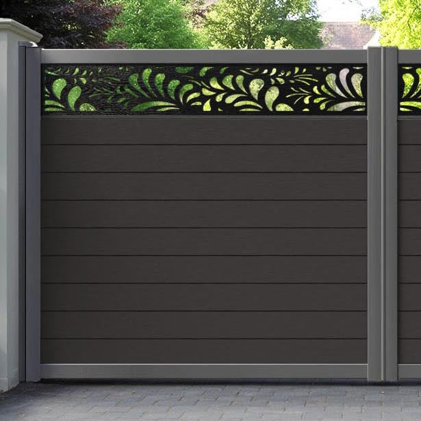 Fusion Petal Straight Top Driveway Gate - Dark Oak - Top Screen