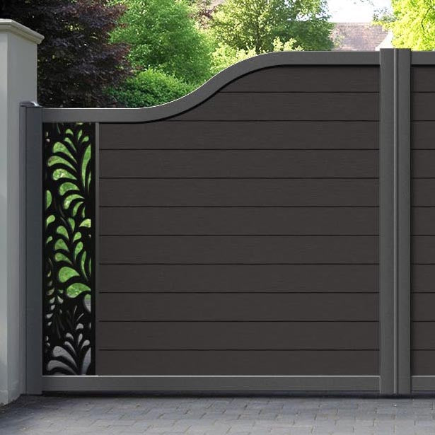 Fusion Petal Curved Top Driveway Gate - Dark Oak - End Screen