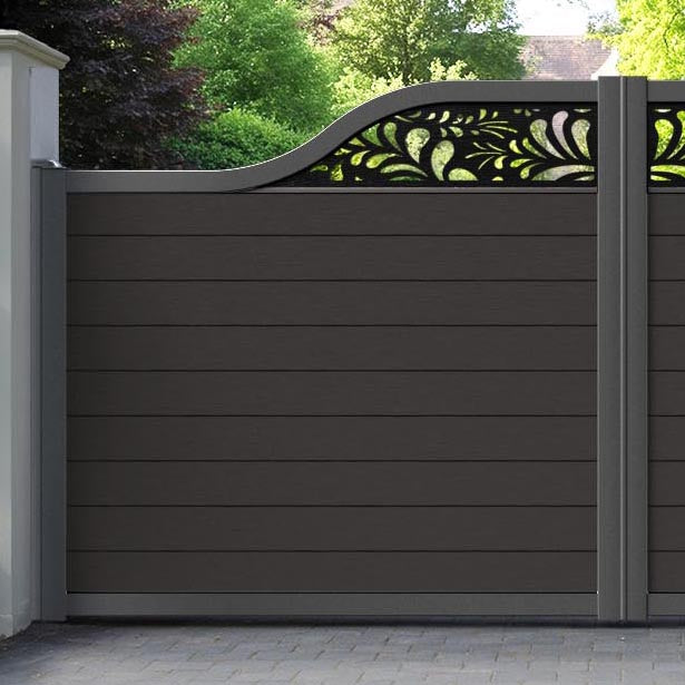 Fusion Petal Curved Top Driveway Gate - Dark Oak - Top Screen