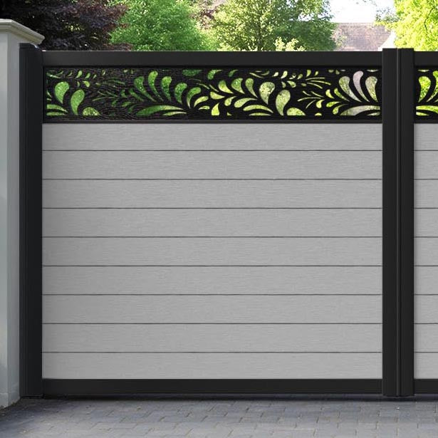 Fusion Petal Straight Top Driveway Gate - Light Grey - Top Screen