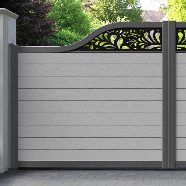 Fusion Petal Curved Top Driveway Gate - Light Grey - Top Screen