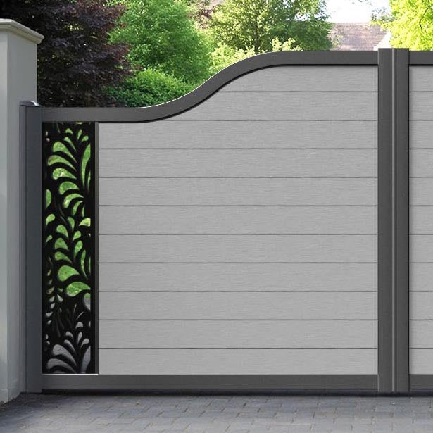 Fusion Petal Curved Top Driveway Gate - Light Grey - End Screen