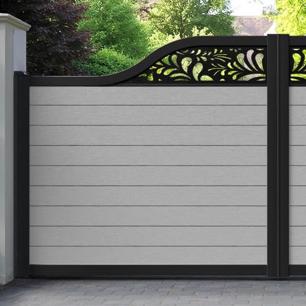 Fusion Petal Curved Top Driveway Gate - Light Grey - Top Screen