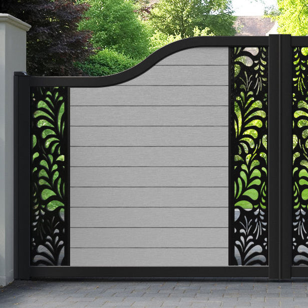 Fusion Petal Curved Top Driveway Gate - Light Grey - Middle & End Screen