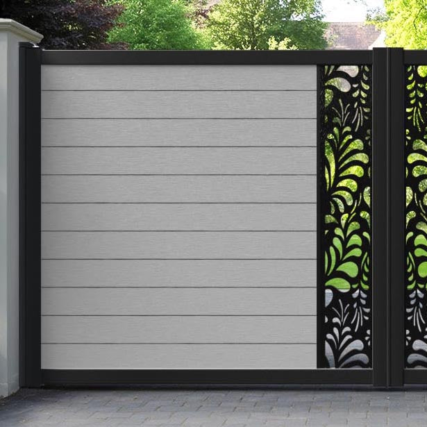 Fusion Petal Straight Top Driveway Gate - Light Grey - Middle Screen