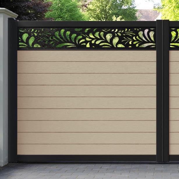 Fusion Petal Straight Top Driveway Gate - Light Oak - Top Screen