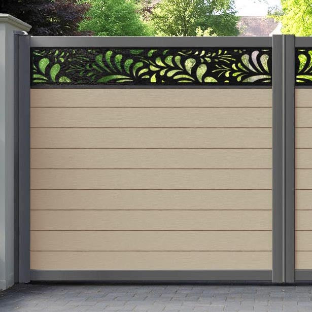Fusion Petal Straight Top Driveway Gate - Light Oak - Top Screen