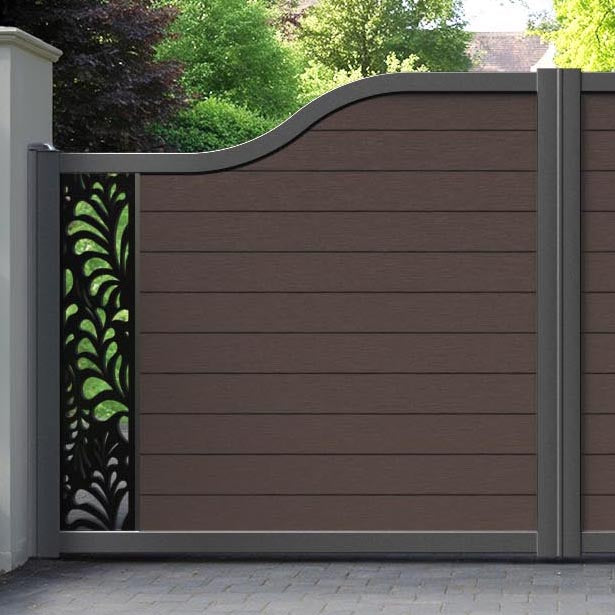 Fusion Petal Curved Top Driveway Gate - Mid Brown - End Screen