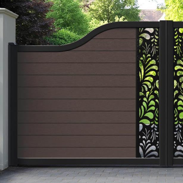 Fusion Petal Curved Top Driveway Gate - Mid Brown - Middle Screen