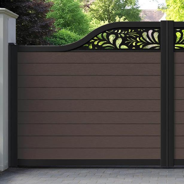 Fusion Petal Curved Top Driveway Gate - Mid Brown - Top Screen