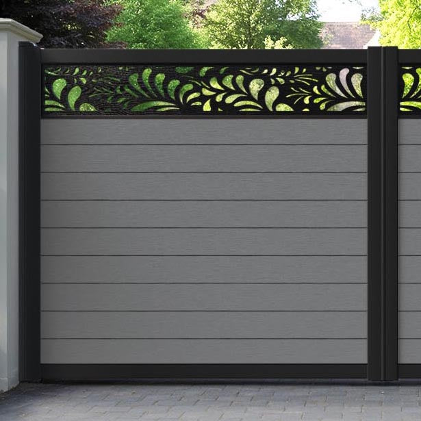 Fusion Petal Straight Top Driveway Gate - Mid Grey - Top Screen