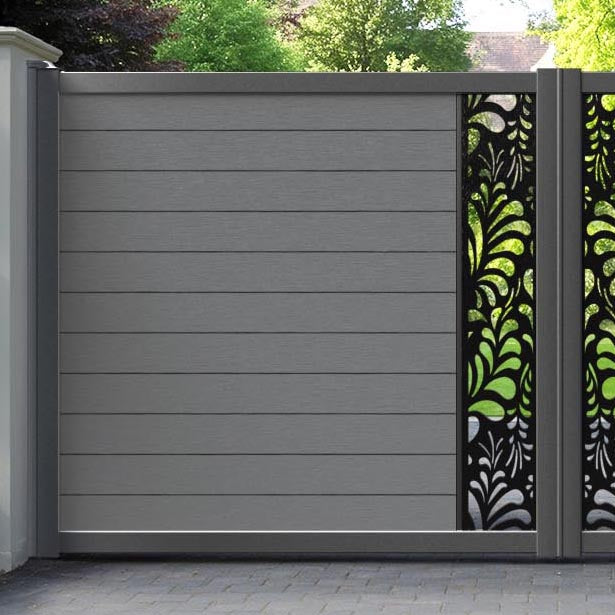 Fusion Petal Straight Top Driveway Gate - Mid Grey - Middle Screen