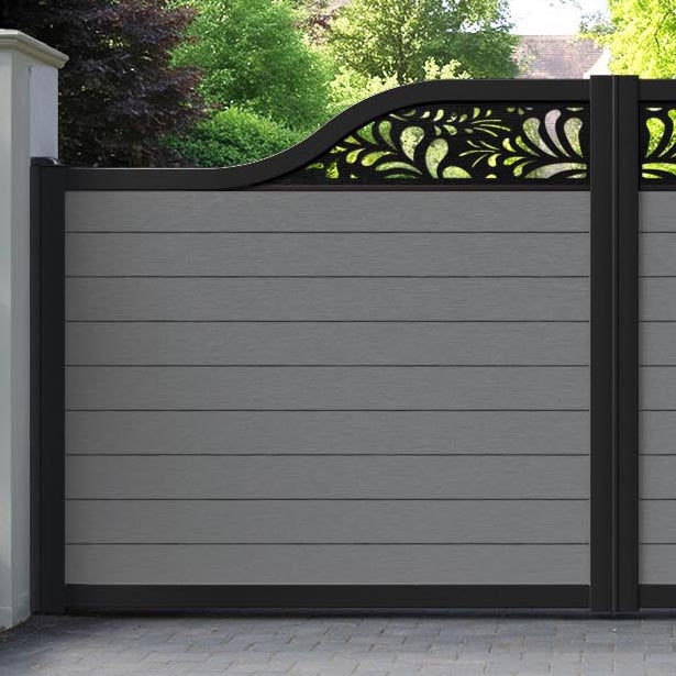 Fusion Petal Curved Top Driveway Gate - Mid Grey - Top Screen