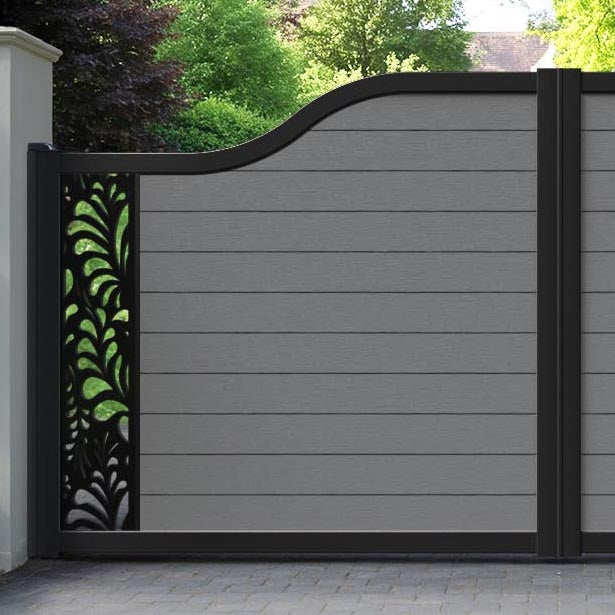 Fusion Petal Curved Top Driveway Gate - Mid Grey - End Screen