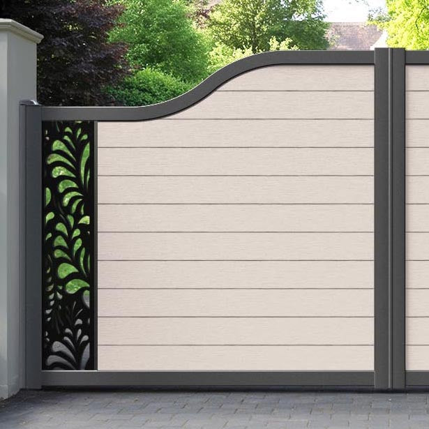Fusion Petal Curved Top Driveway Gate - Mid Stone - End Screen