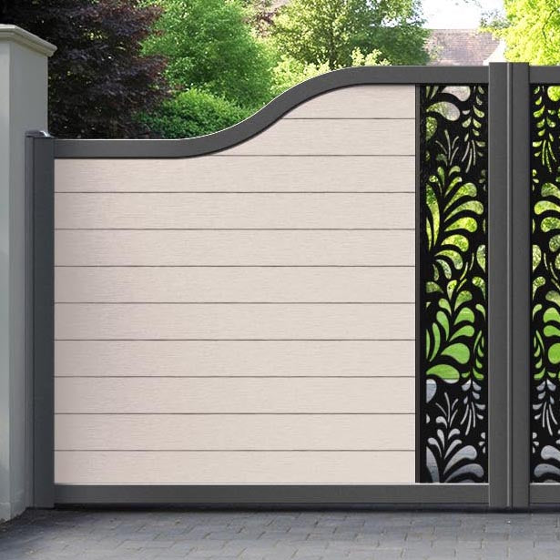 Fusion Petal Curved Top Driveway Gate - Mid Stone - Middle Screen