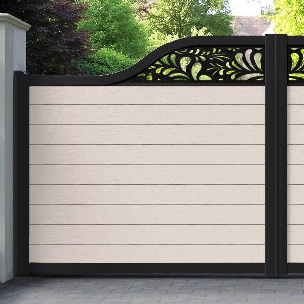 Fusion Petal Curved Top Driveway Gate - Mid Stone - Top Screen