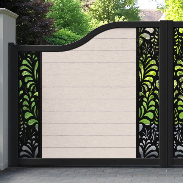 Fusion Petal Curved Top Driveway Gate - Mid Stone - Middle & End Screen