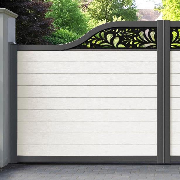 Fusion Petal Curved Top Driveway Gate - Light Stone - Top Screen