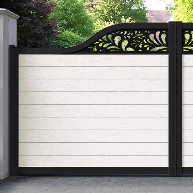 Fusion Petal Curved Top Driveway Gate - Light Stone - Top Screen