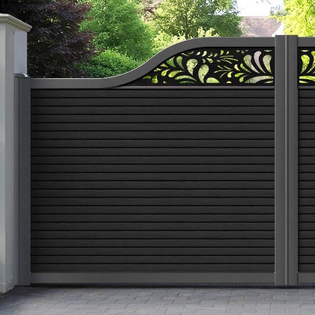 Hudson Petal Curved Top Driveway Gate - Black - Top Screen