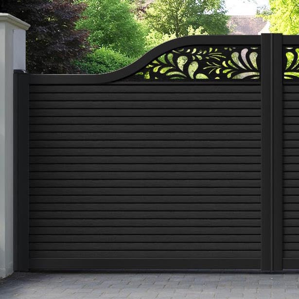 Hudson Petal Curved Top Driveway Gate - Black - Top Screen