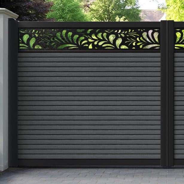 Hudson Petal Straight Top Driveway Gate - Dark Grey - Top Screen