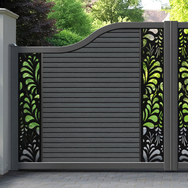 Hudson Petal Curved Top Driveway Gate - Dark Grey - Middle & End Screen