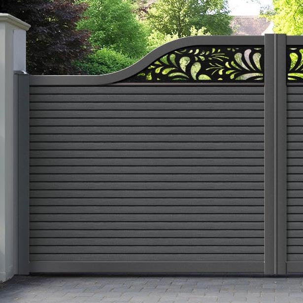 Hudson Petal Curved Top Driveway Gate - Dark Grey - Top Screen