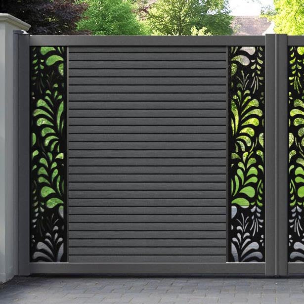 Hudson Petal Straight Top Driveway Gate - Dark Grey - Middle & End Screen
