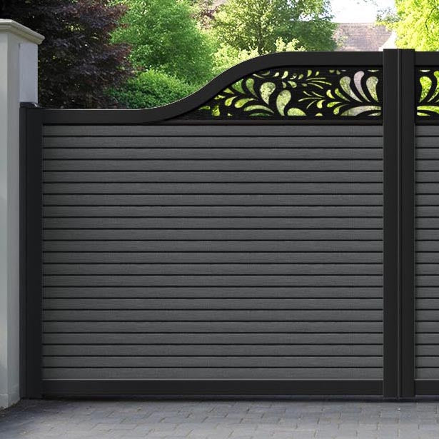 Hudson Petal Curved Top Driveway Gate - Dark Grey - Top Screen