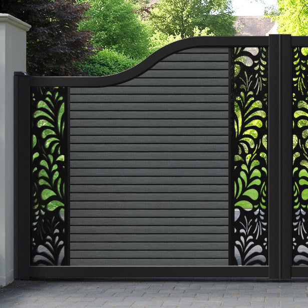 Hudson Petal Curved Top Driveway Gate - Dark Grey - Middle & End Screen
