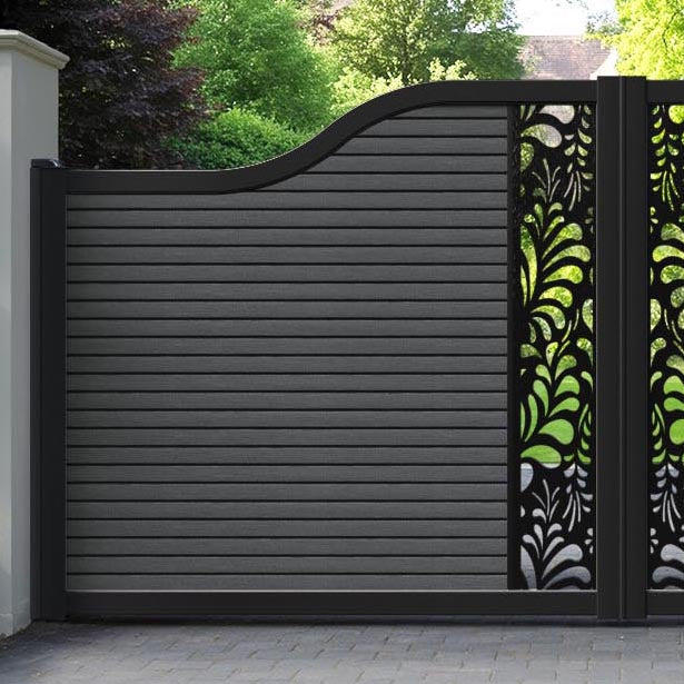 Hudson Petal Curved Top Driveway Gate - Dark Grey - Middle Screen