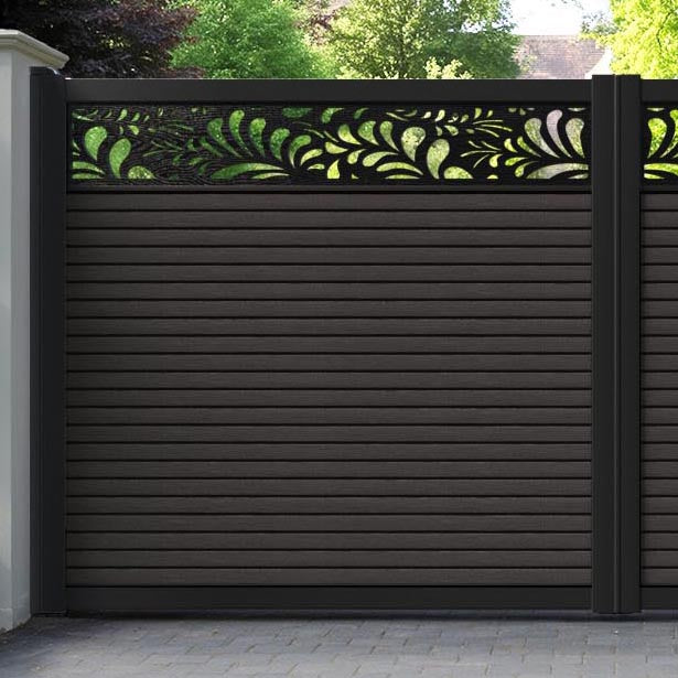 Hudson Petal Straight Top Driveway Gate - Dark Oak - Top Screen