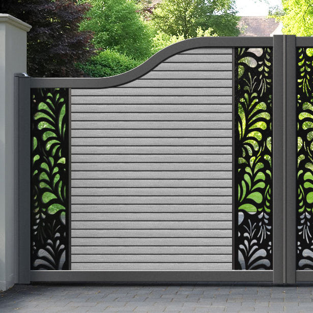 Hudson Petal Curved Top Driveway Gate - Light Grey - Middle & End Screen