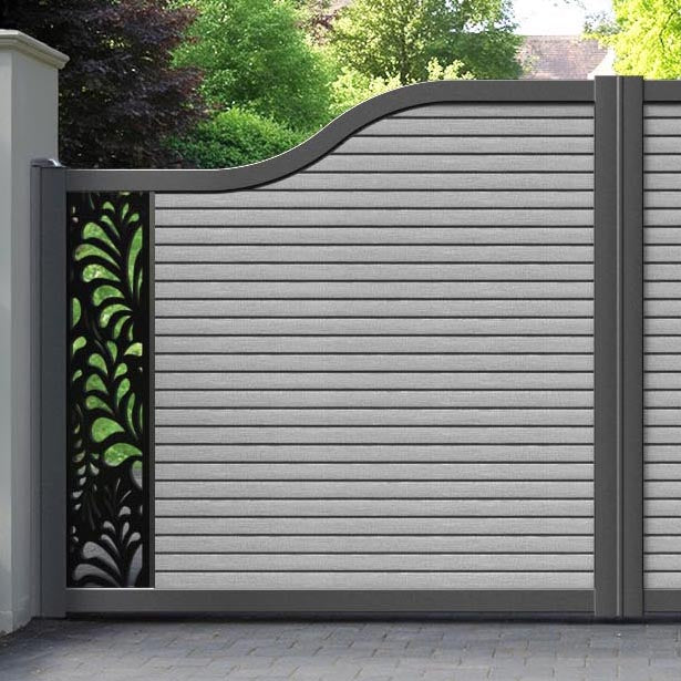 Hudson Petal Curved Top Driveway Gate - Light Grey - End Screen