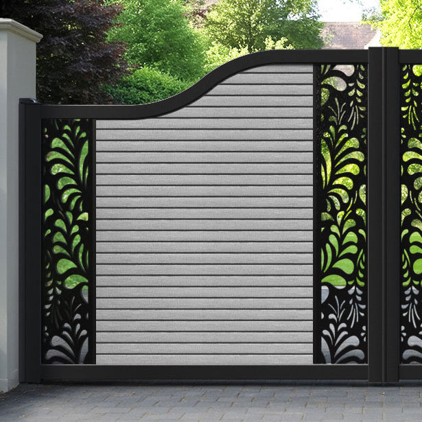 Hudson Petal Curved Top Driveway Gate - Light Grey - Middle & End Screen