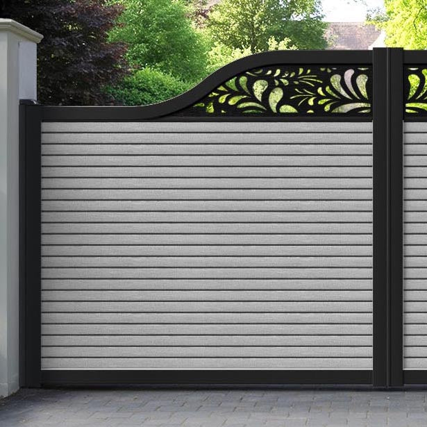 Hudson Petal Curved Top Driveway Gate - Light Grey - Top Screen