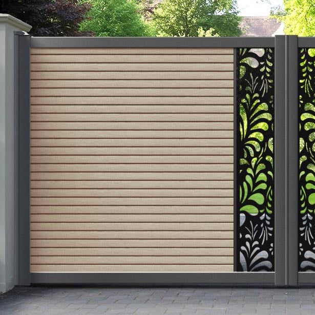 Hudson Petal Straight Top Driveway Gate - Light Oak - Middle Screen