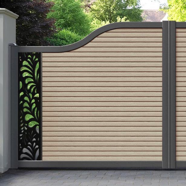 Hudson Petal Curved Top Driveway Gate - Light Oak- End Screen