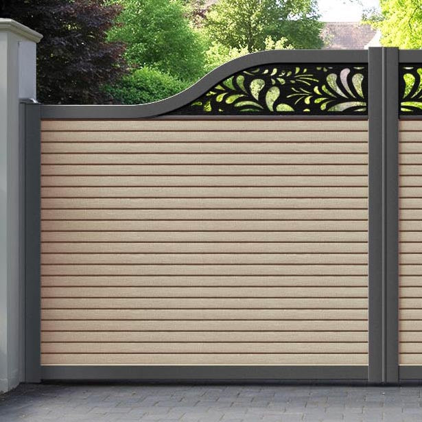 Hudson Petal Curved Top Driveway Gate - Light Oak- Top Screen
