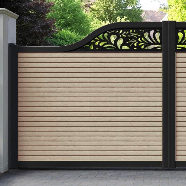 Hudson Petal Curved Top Driveway Gate - Light Oak- Top Screen
