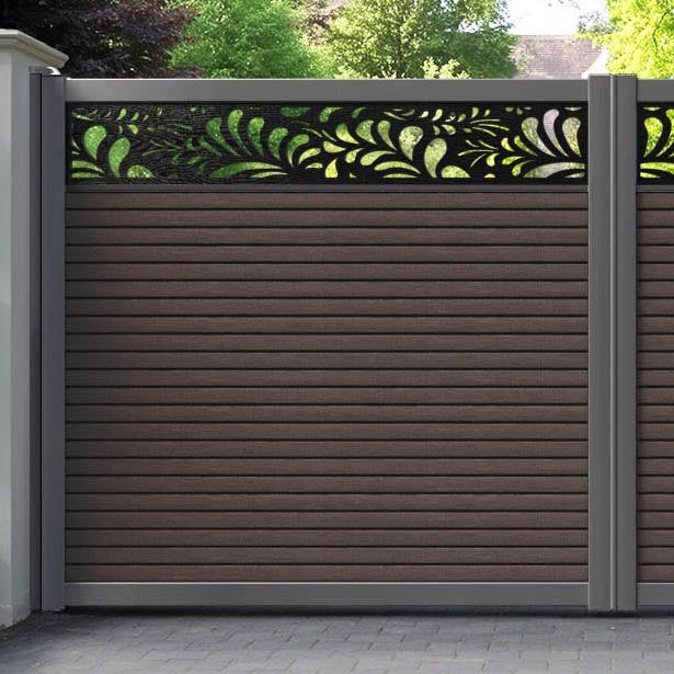 Hudson Petal Straight Top Driveway Gate - Mid Brown - Top Screen