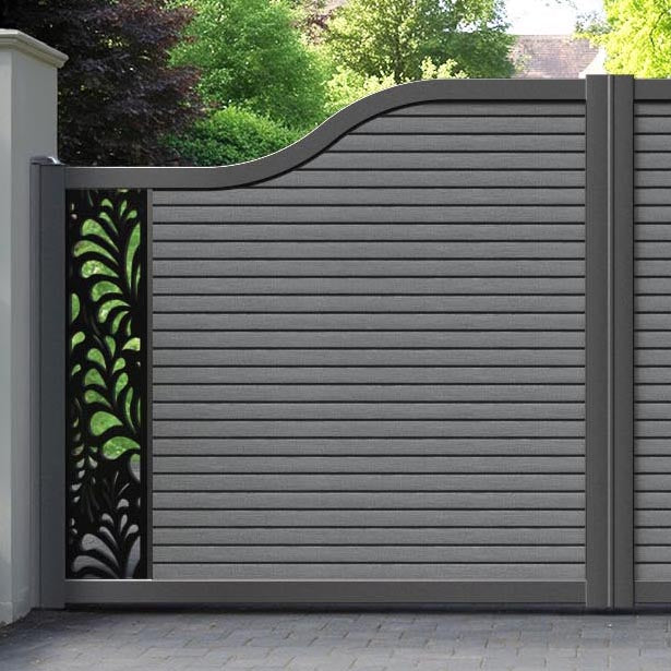 Hudson Petal Curved Top Driveway Gate - Mid Grey - End Screen