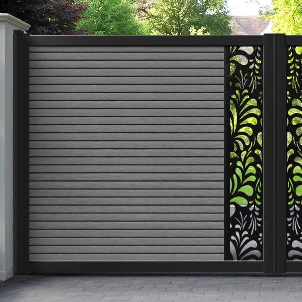 Hudson Petal Straight Top Driveway Gate - Mid Grey - Middle Screen