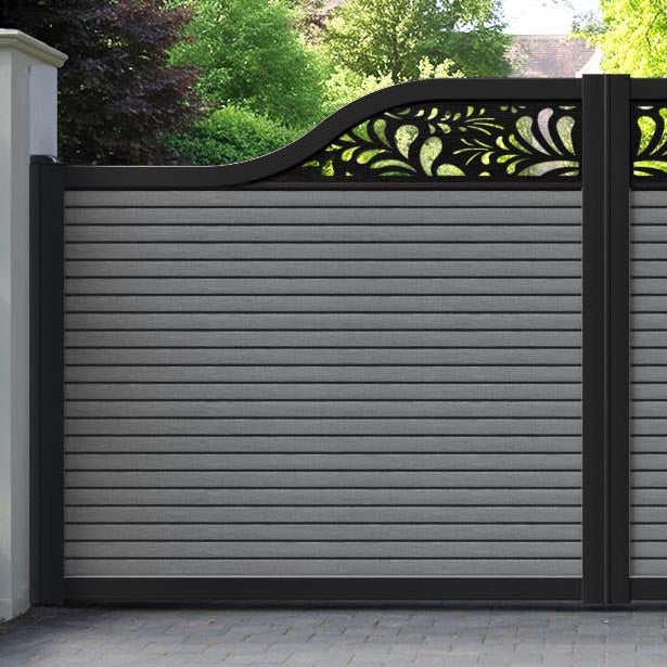 Hudson Petal Curved Top Driveway Gate - Mid Grey - Top Screen